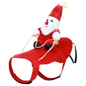 S-M-L-XL Options -- 1Pc Pet Christmas Costumes Red Winter Coat For Dog Riding Santa Claus With Bell Clothes New Year Outfit Cosplay Costumes Part (Option: M)